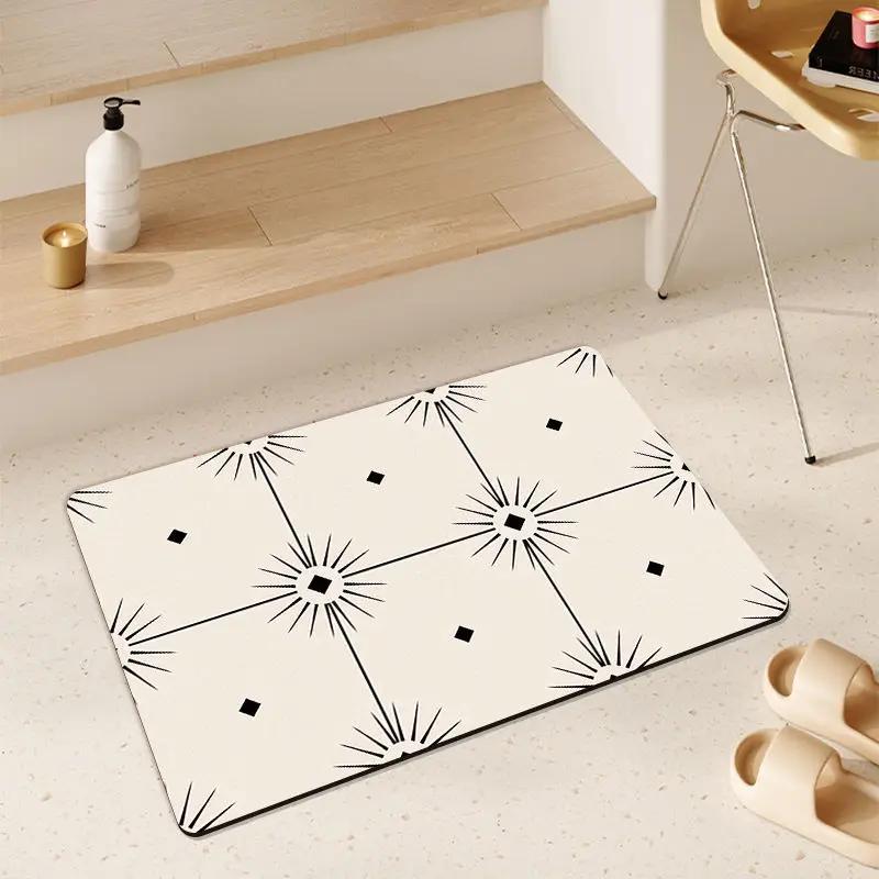 Rules Graphic Creative Bathroom Floor Mat Diatom Mud Creative Absorbent Floor Mat Household Toilet Door Rhombus Cushion