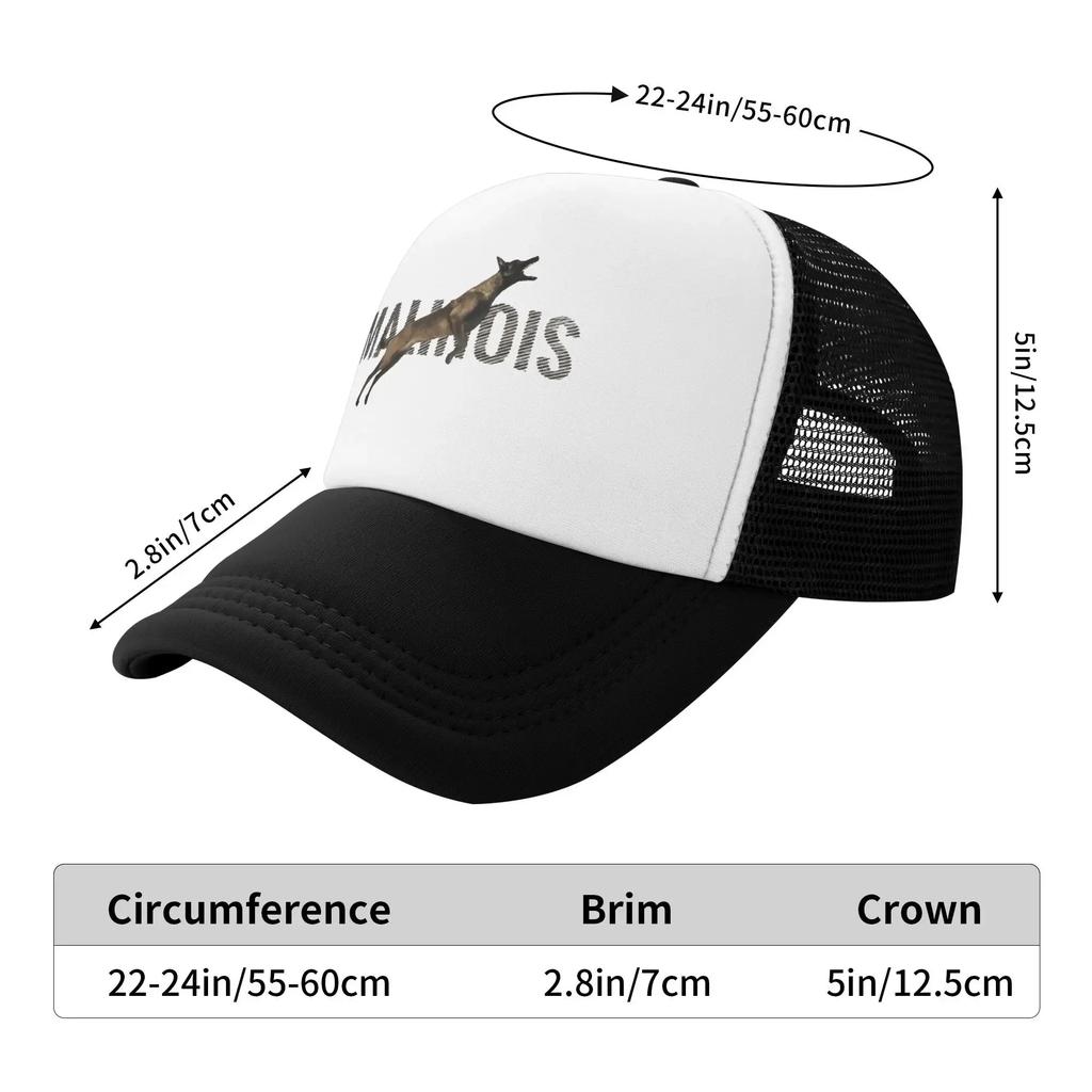 2025 Animal Malinois Belgian Dog Letters Camping Mesh Baseball Caps For Mens Camping Female Beach Dad Hat Snapback Cap