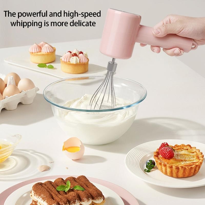 Portable Handheld Eggs Beater with Comfortable Grip Stainless Steel 3 Speed Adjustments Mixer with Detachable Whisk