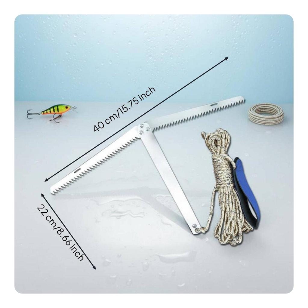 Folding Water Grass Knife Foldable Design Aquatic Plant Anchor Thick Nylon Rope Stainless
