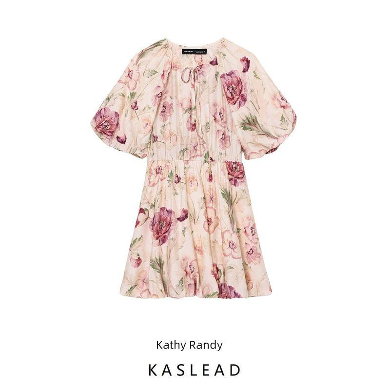 Kaslead New Women Clothes Western Style Fashion Simple Short Bubble Hem Dress 1289433