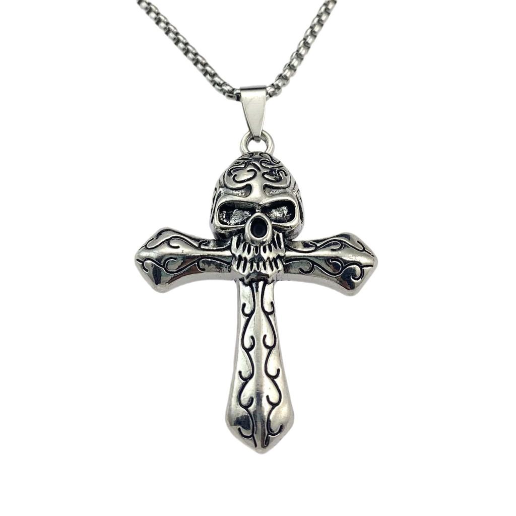 Alloy Skull Pendant Titanium Steel Necklace Halloween Trendy Men Sweater Chain Accessories