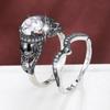 Retro Skull Set: Four-Prong Cubic Zirconia Double Rings, Pure Copper Stackable Jewelry
