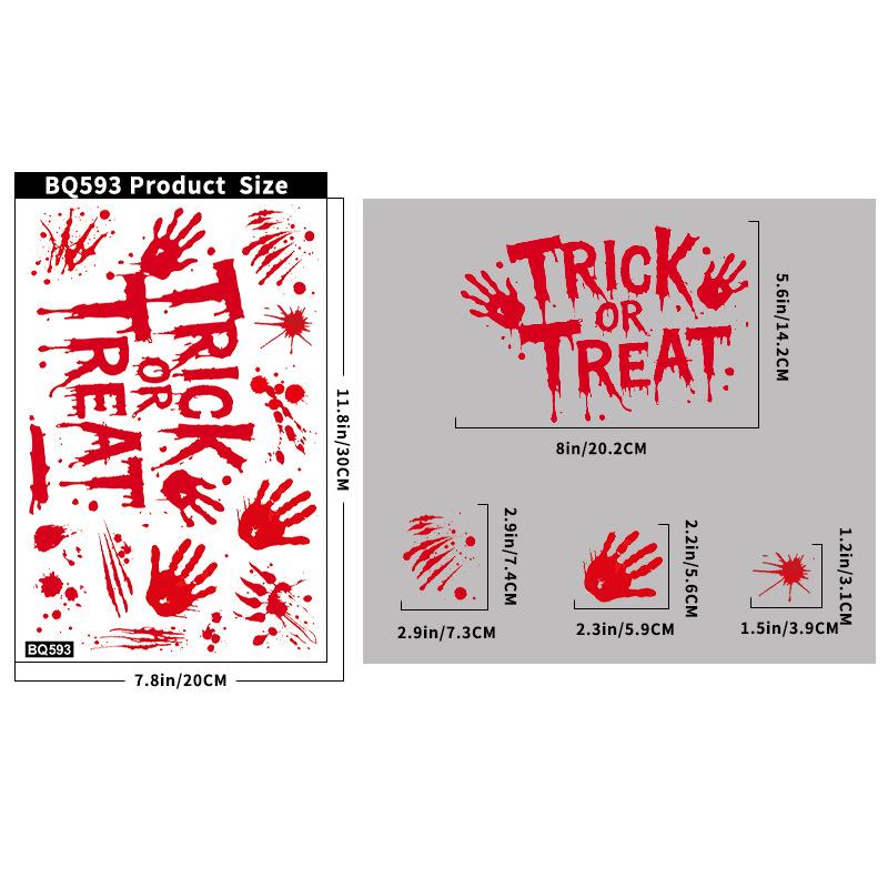 Halloween Shopping Mall Window Ghost Horror Sticker Explosion Halloween Party Decoration Blood Handprint Static Sticker