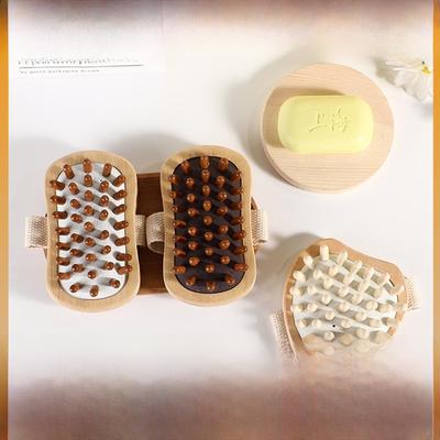 Solid Wood Essential Oil Meridian Massager with Bamboo Acupoint Brush Heads
