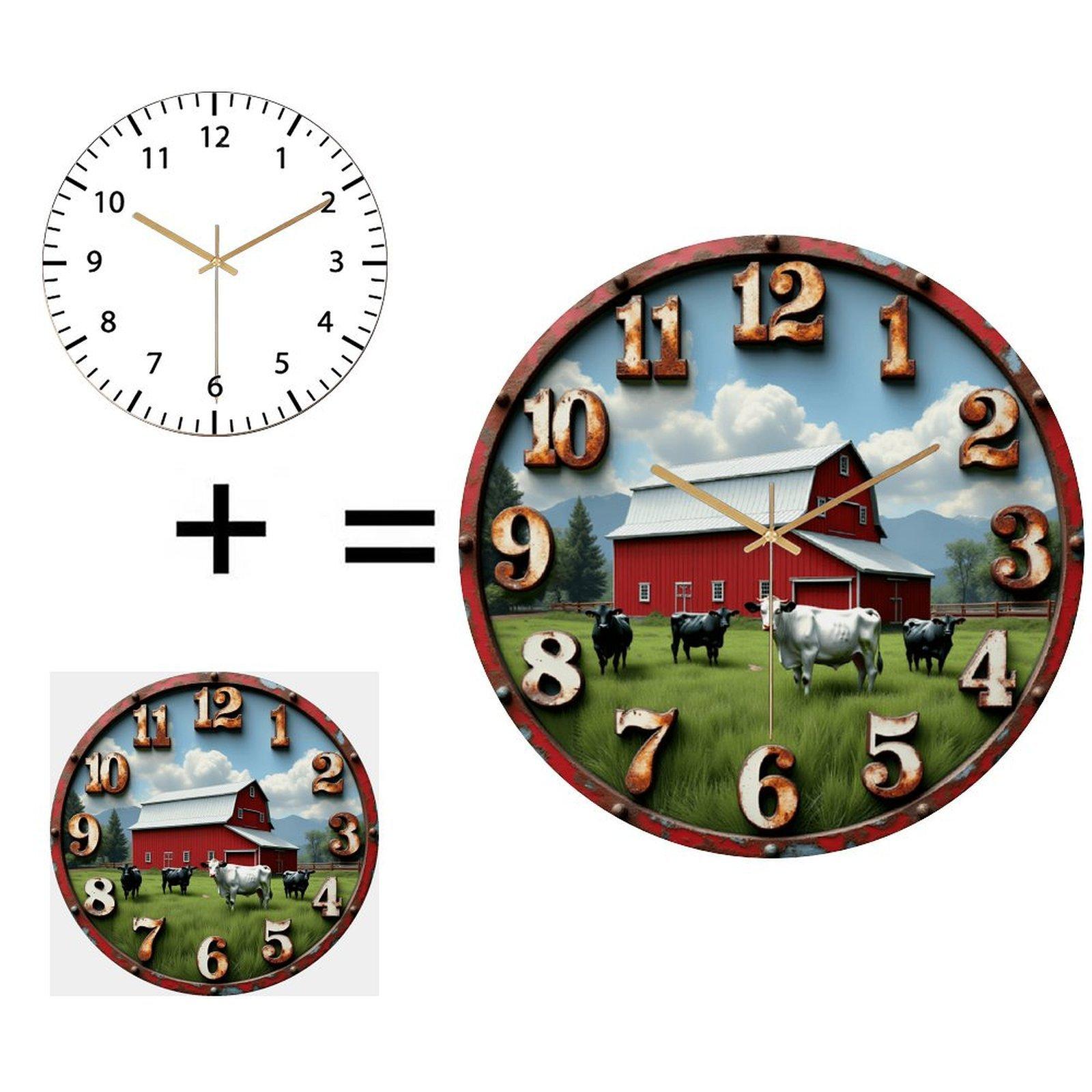30x30cm Round Glass Wall Clock that is Packaged Securely to Prevent Damage (White,12 in(30.48cm)) белый