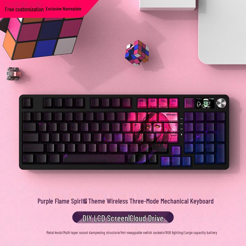Wireless Bluetooth Mechanical Keyboard - 98-Key, Blue Switch, Silent for Gaming/Esports, High-Design for Girls/Office Use.