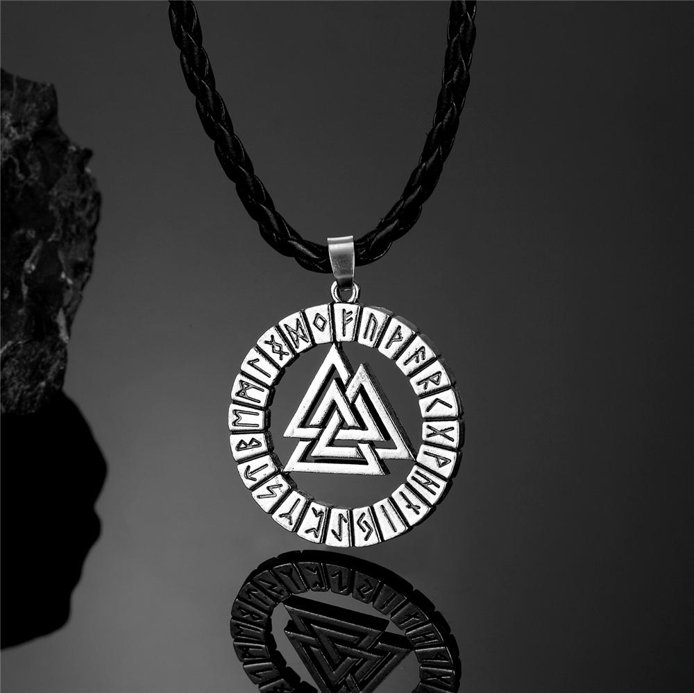 Viking Runes Valknut Pendant Mens Stainless Steel Necklace Norse Jewelry Vegvisir Amulet Steampunk Keychain Dropship
