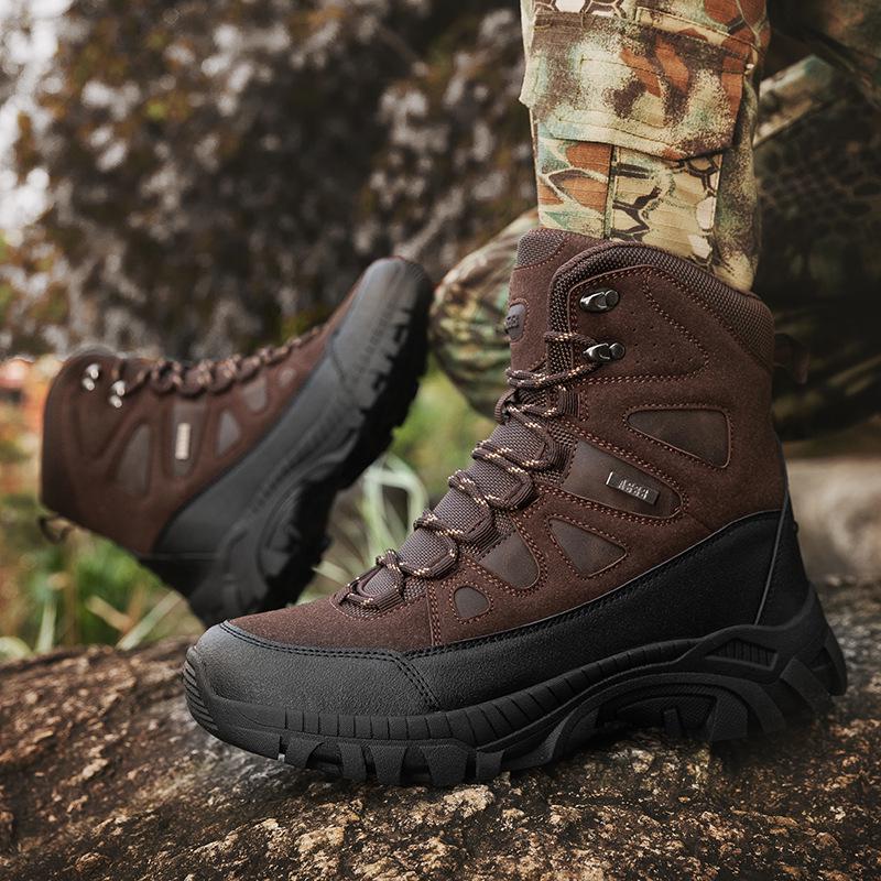 2025 Men's Plus Size Combat & Hiking Boots - Mid-High Top Outdoor Military Style