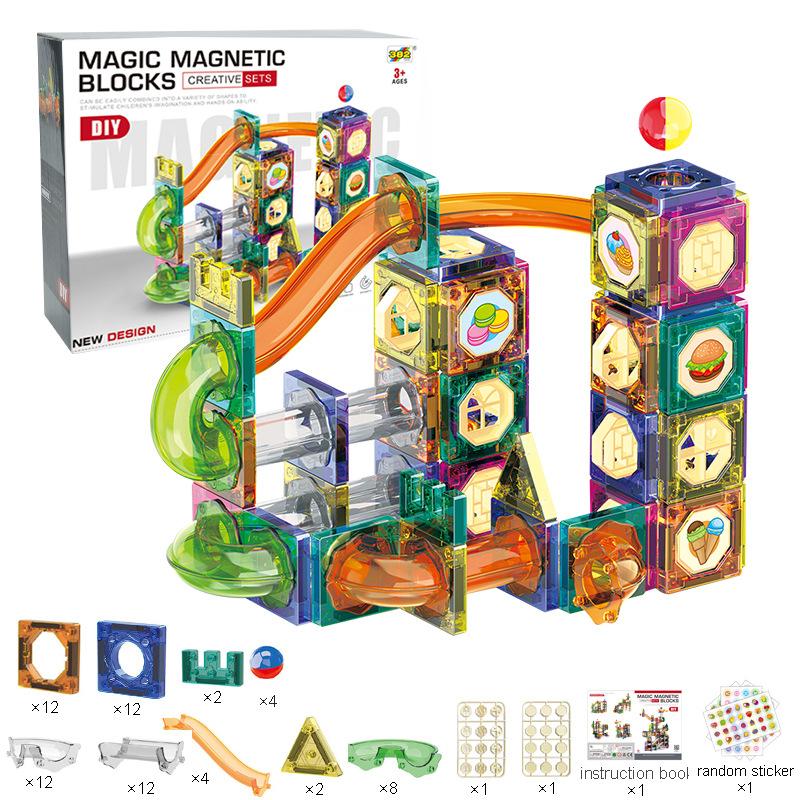 Color Diy Puzzle Assembly Magnetic Sheet, Pipe Building Block Slide Ball Children'S Toy Track Building Block