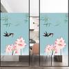 Static Cling Decorative Windows Film Privacy Lotus Flower Glass Window Stickers   Frosted Window Film for Home Decor