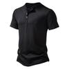 2023 Spring/Summer Men's Bamboo Cotton Henley Polo Tee - Casual Loose Fit, European Size