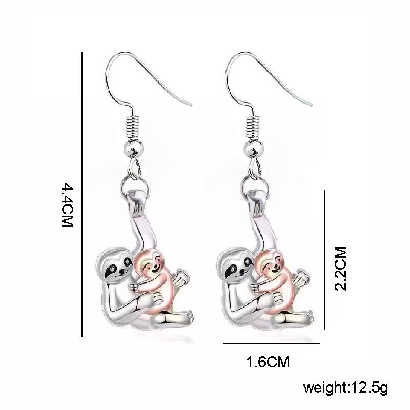 

Cute Sloth Mom and Baby Pendant Earrings Rainforest Animal Jewelry Gifts For Mother Daughter