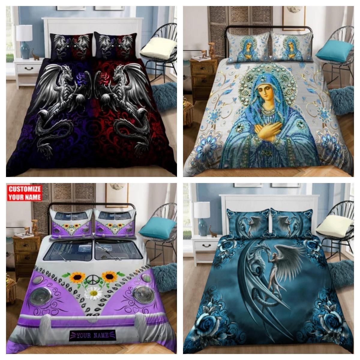 

Tmarc Tee Customized Name Trucker Bedding Set Cover Bedroom Decor Pillowcase Single 135x200cm