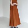 Korean Chic Pumpkin-Colored Sleeveless Cotton Linen Swing Dress