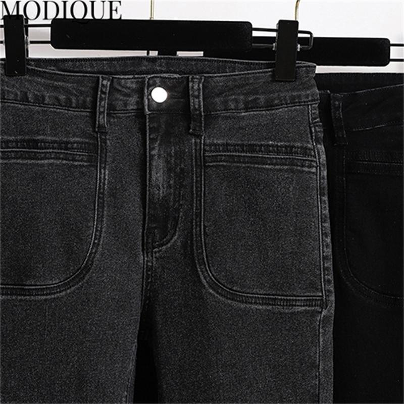 MODIQUE Spring Plus Size New Women Versatile Vintage High Waisted Slimmer Elastic Long Jeans Lady Casual Pencil Pants   Trousers