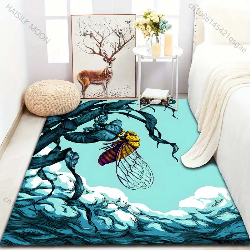 

Ковер с принтом «Преображение цикады» для спальни, гостиной, прикроватный, под диван, напольный коврик, современный домашний декор, коврик для зонирования, машинная стирка 40x60cm (16x24in)