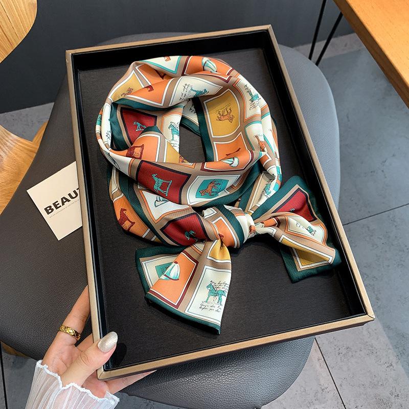 Long Small Silk Scarf Women's Autumn and Winter Versatile Thin and Narrow Scarf with Shirt Fashion Headband New Decorative Scarf
