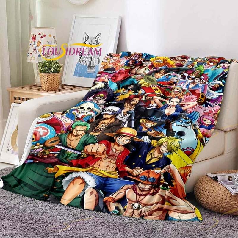 Anime One Piece Bedruckte Decke Flanelldecke Bettüberwurf Weiche Cartoon-Tier Bedruckte Tagesdecke Tagesdecke Sofadecke