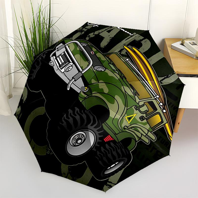 

Monster Truck Themed Travel Umbrella 8 Ribs Automatic Opening and Closing, Portable Folding Design, Compact and Stylish Umbrella Suitable fo