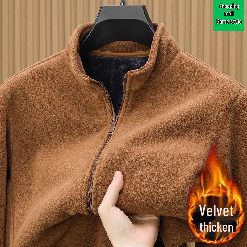 Men's Double-Sided Fleece Jacket - Warm Casual Spring & Autumn Mountaineering Liner