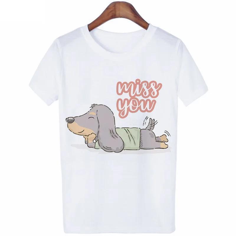 Funny Sausage Dog Print Women's T-Shirt Cotton Short Sleeve Top Harajuku Pattern T-Shirt Kawaii Clothing Casual Loose T-Shirt