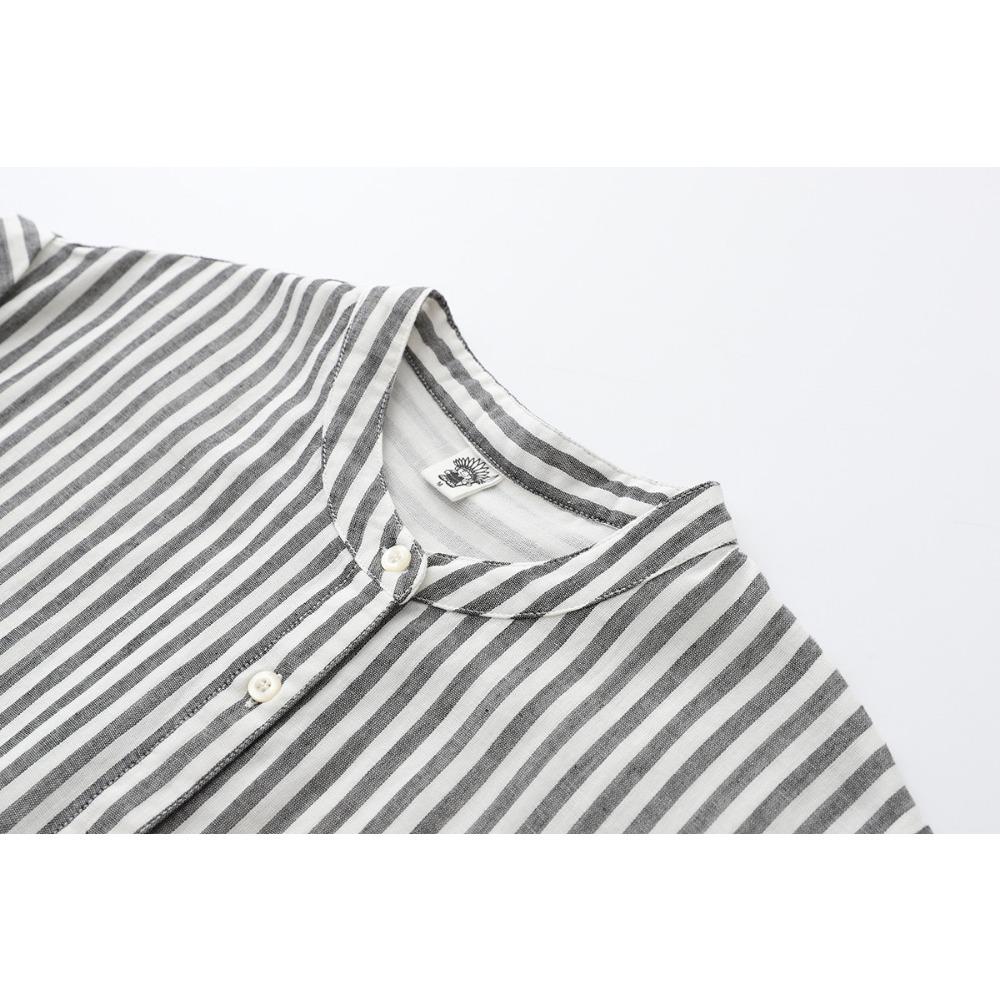 Vintage Cotton Linen Shirt Ladies Stylish Streetwear Short Sleeved Collarless Summer Blouse Women Breathbale Comfty Tops