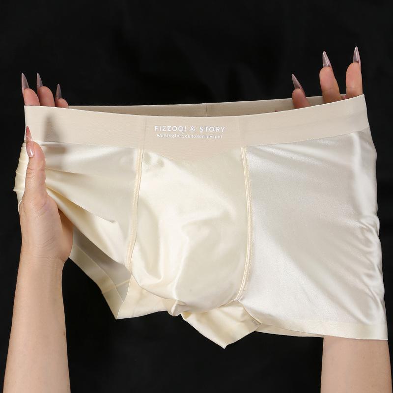 Men's Ice Silk Underwear Breathable Four Corner Solid Color Mid Waist Underwear