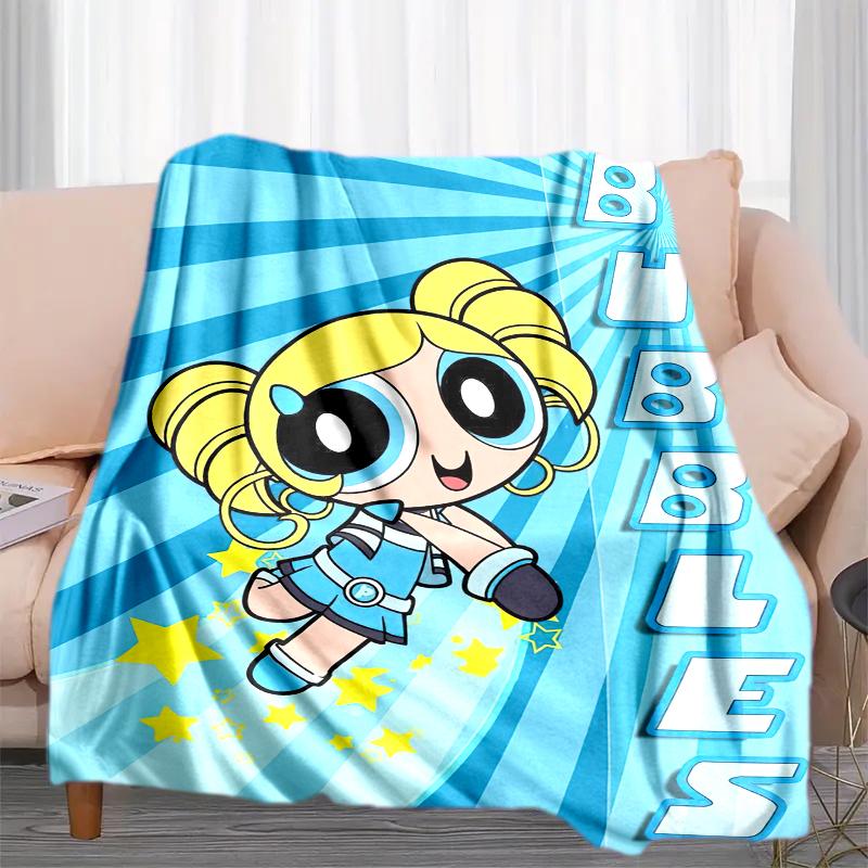 1PC The Powerpuff Girls printed blanket, all season lightweight home office outdoor nap multifunctional blanket A5