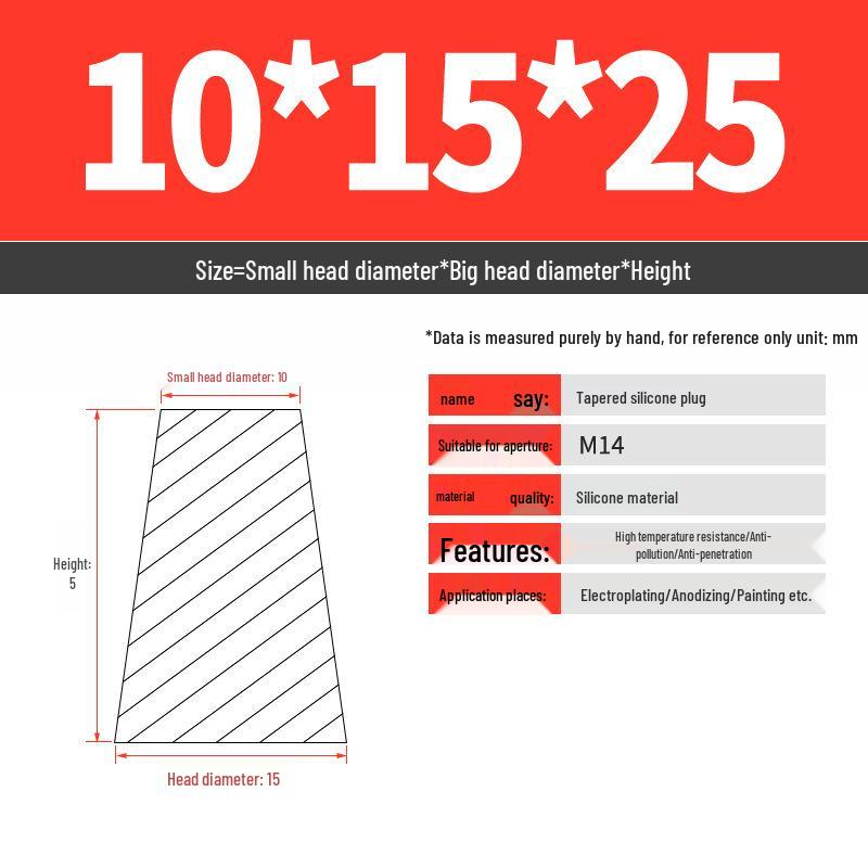 High-Temperature Resistant Silicone Tapered Stopper with Threaded Hole Plug for Sealing and Oxidation Protection