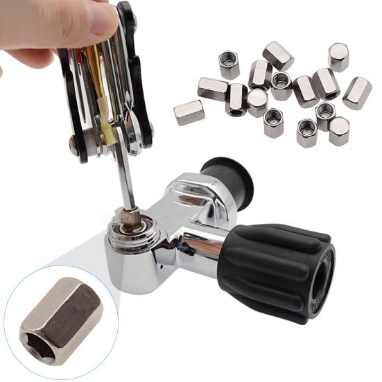 3/16 to 5/16 Hex Adapter Scuba Diving Valve Core Pressure Hose Adapter Magnetic Stainless Steel Converter for Diving Repair Tool