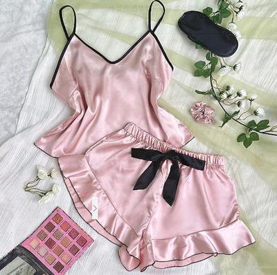 Cute Pajama Set Women Sleeveless Top Elastic Waistband Shorts Comfortable Sleepwear