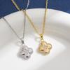 Luxurious Four-Leaf Clover Necklace for Women – Gorgeous Diamond Pendant, Colorfast Titanium Steel.