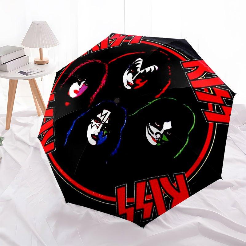 1 Compact Windproof Umbrella with Automatic Opening and Closing - Heavy Duty Rock Pattern, One-Touch Button, Portable Windproof Design