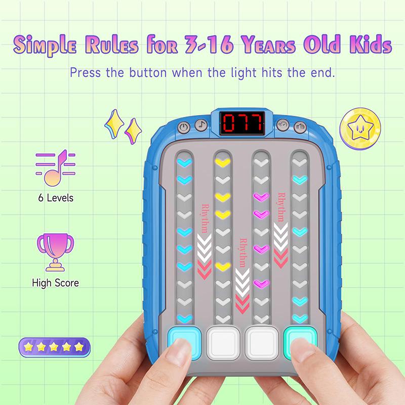 Music Rhythm Game Machine with Lights Portable Challenge Arcade Game Stress Relief Toy Educational Push Speed Game for Kids