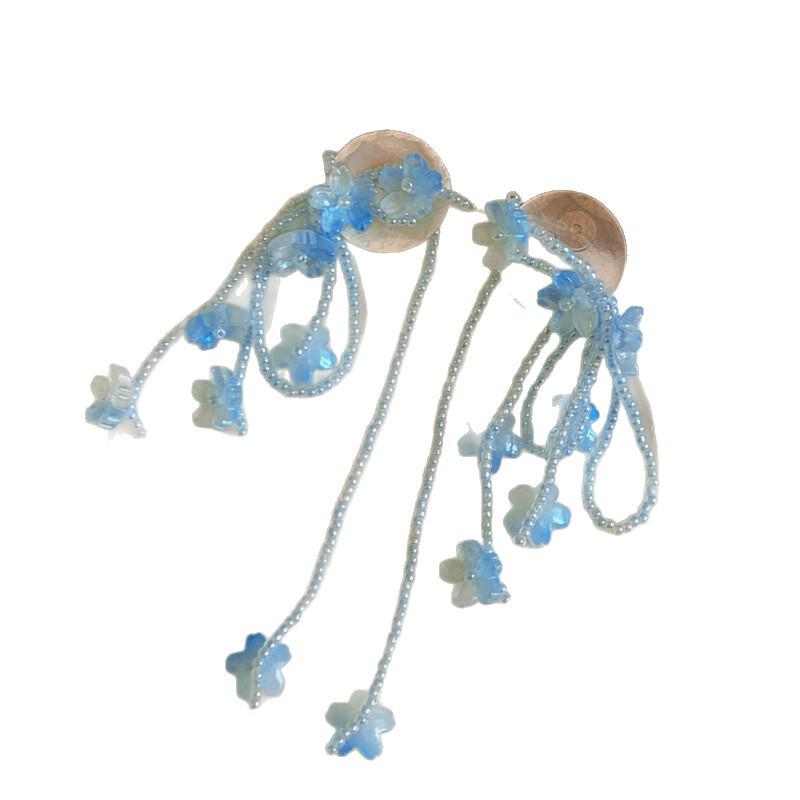 2026 New Spring Dream Orchid Tassel Earrings – Resort Style, Sweet Floral Design, Versatile High-End Studs for Women.