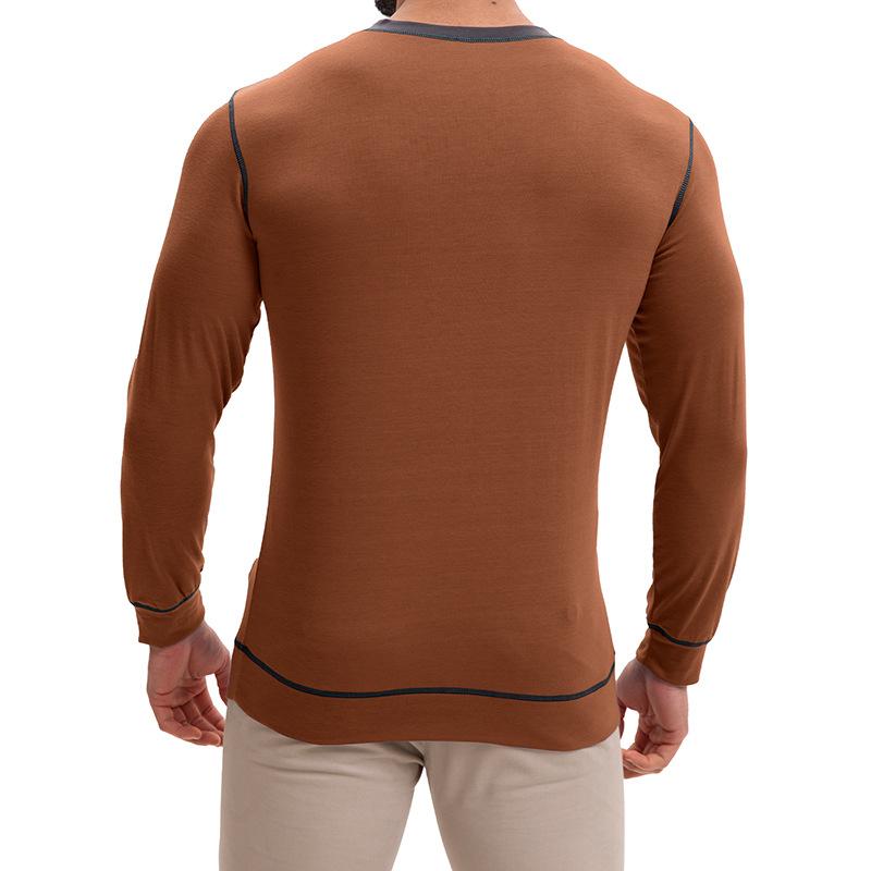 Men's V-neck long-sleeved T-shirt Casual men's base layer top T-shirt and sweatshirt