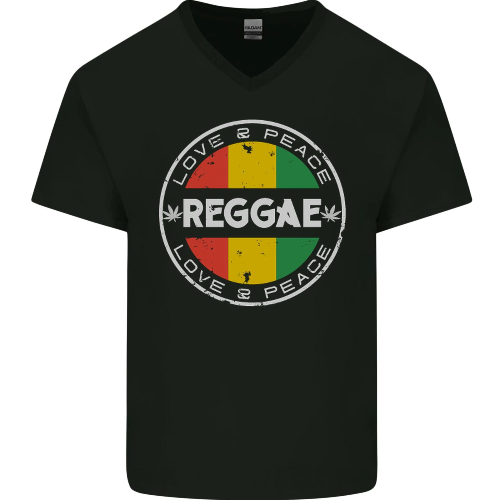 Love Peace Reggae Music Mens VNeck Cotton T-shirt XXL