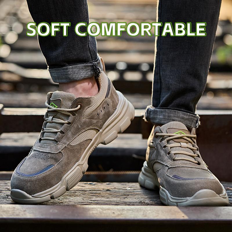 Fashion Safety Shoes Sport Men Protective Shoes Anti-smash Anti-puncture Work Boots Steel Toe Shoes Breathable Men Work Shoes