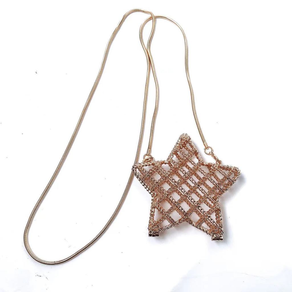 Starry Bag Mini Metal Hollow Diamond Crossbody For Casual Travel