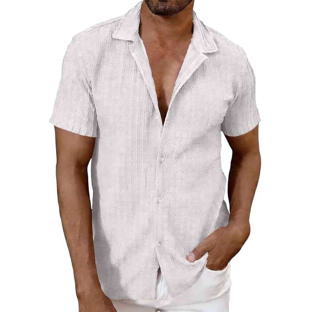 Men's Short,sleeved Top, European And American Knitted Hollow,out Breathable Cool Casual Shirt