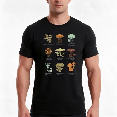 Edible Mushroom Fan Mycology Types Gift Print Tshirt Summer Casual Cotton Tee Oversized Streetwear Tops Unisex Men Women