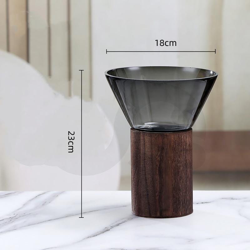 Γυάλινο Βάζο Διπλής Στρώσης Ξύλινο Βάζο για Λουλούδια Αξεσουάρ Διάταξης Λουλουδιών Υδροπονία Τεράριο Αξεσουάρ Διακόσμησης Σπιτιού