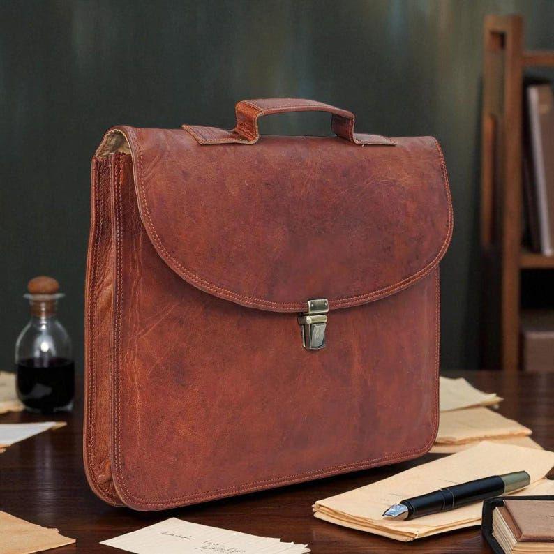 Leather Laptop Messenger Briefcase Men, Monogram Cross Body Computer Sling Satchel Project Bag, Groomsmen Christmas Gift