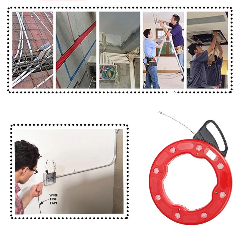4mm 15/20/25/30m Cable Puller Fish Tape Reel Puller Fiberglass Nylon Conduit Ducting Rodder Pulling Wire Cable Fishing Tool