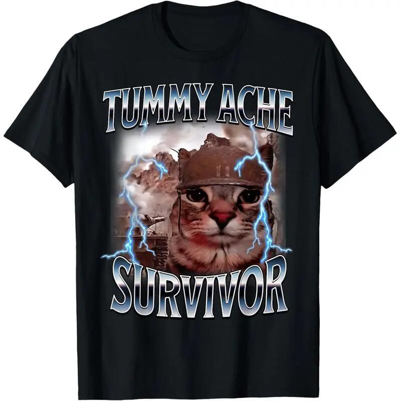 I Survived Today s Tummy Ache Survivor Funny Cat Meme T-Shirt XXXXL