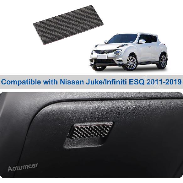 Soft Carbon Fiber Auto Co-Pilot Glove Box Organizer Panel Trim Cover Compatible with Infiniti ESQ Nissan Juke 2011-2019 Car Inner Storage Glove Box