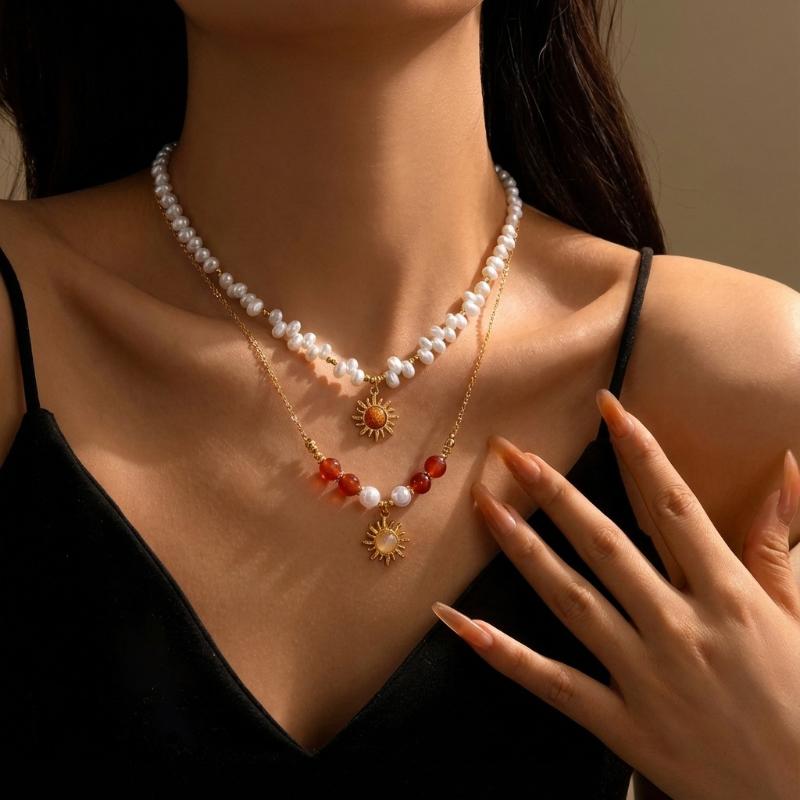 Mulitlayer Imitation Pearl Shell Starfish Pendant Necklace For Women Bohemian Ocean Elements Charm Choker Necklace Jewelry