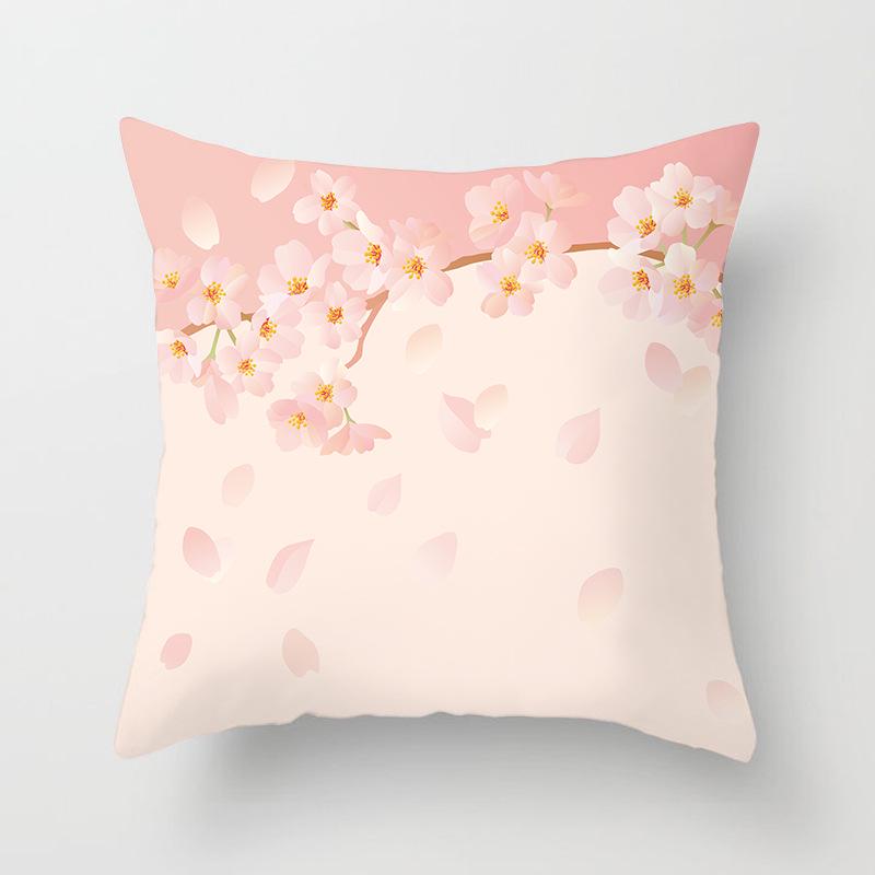 Peach Leather Velvet Fresh Pink Flower Pillowcase Home Sofa Pillow Cushion Cover Core-free