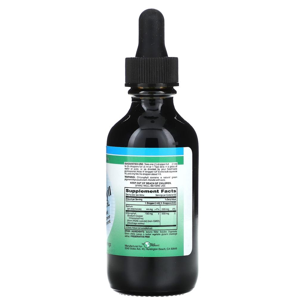 World Organic Highly Concentrated Liquid, Chlorophyll, 100 Mg, 2 Fl Oz (59 Ml)
